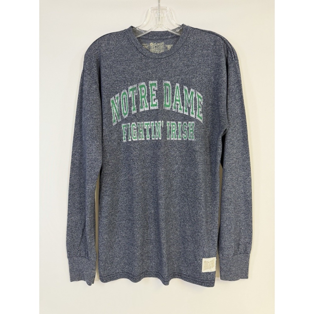 The Original Retro Brand Notre Dame Fighting Irish Long Sleeve Tee Sm Blue Green